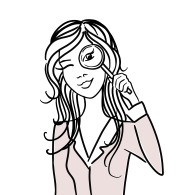 Frau Dr. Habig als Illustration mit einer Lupe in der Hand vor dem Auge